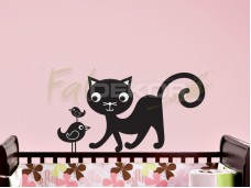 Cica madárkákkal falmatrica