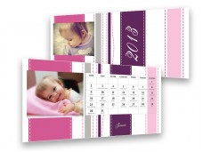 Rózsaszín-lila csíkos asztali naptár